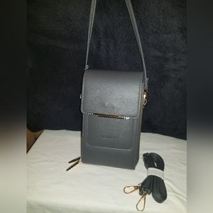 Roulens Gray & gold cell crossbody w/touch screen cell window. Extra strap Inc.